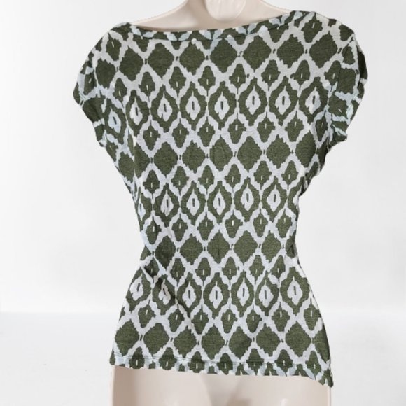 Dots Cream & Green Abstract Sheer Blouse - Picture 3 of 6